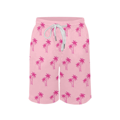 Neon Cotton Candy Pink Palm Tree Beach Shorts for Boys