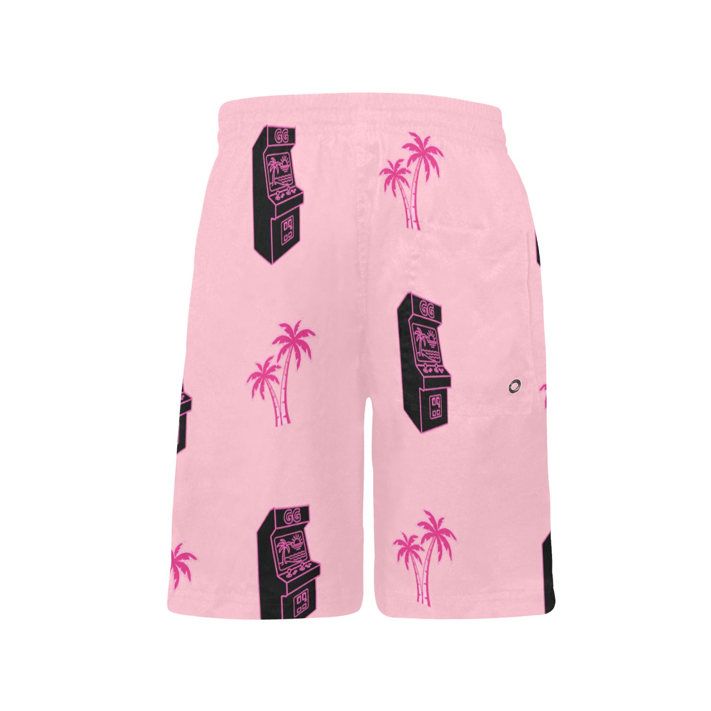 Retro Neon Palm Tree Arcade Shorts for Boys