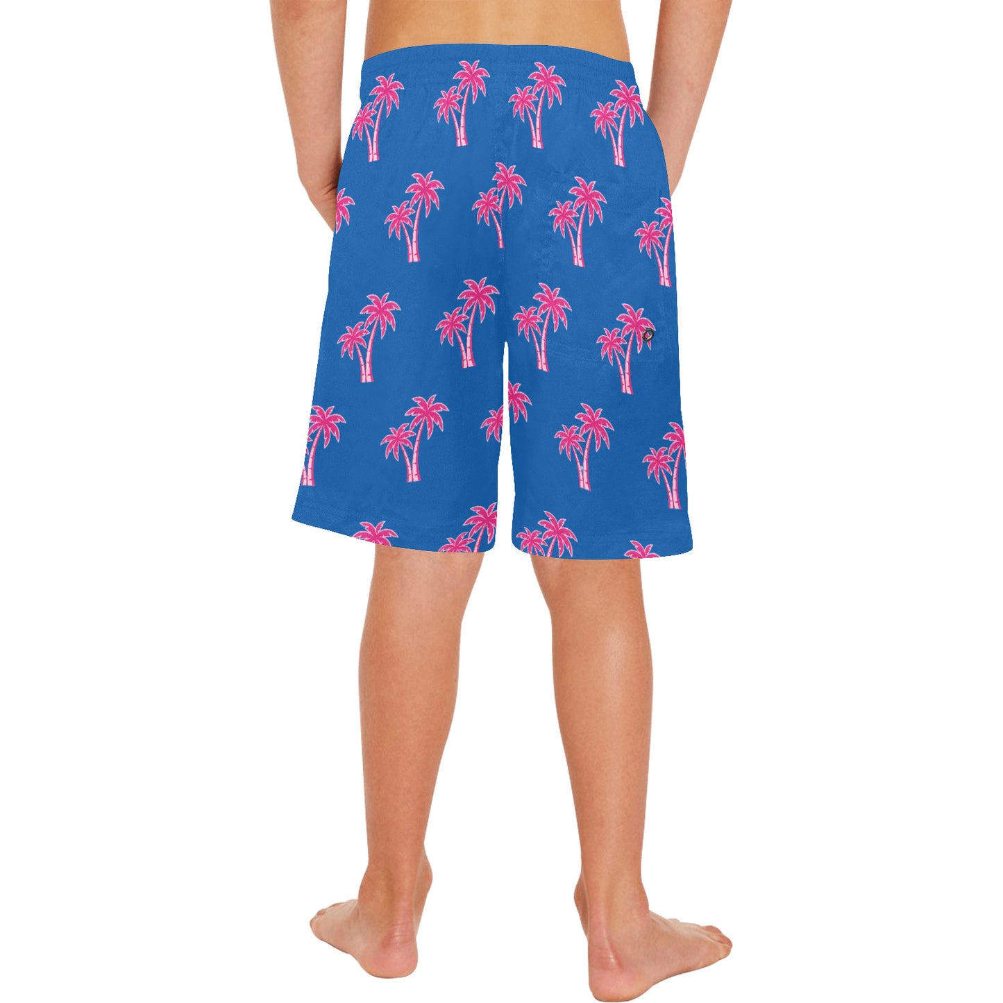 Neon Cotton Candy Pink Palm Tree Beach Shorts for Boys
