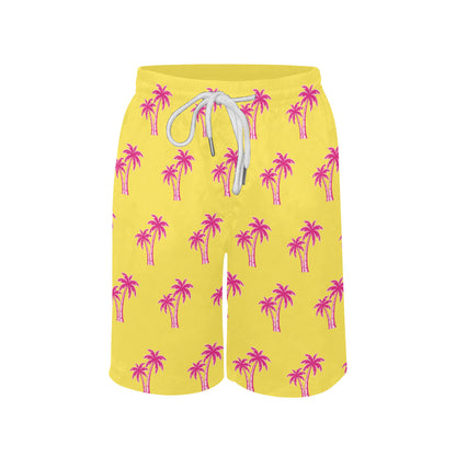 Neon Cotton Candy Pink Palm Tree Beach Shorts for Boys