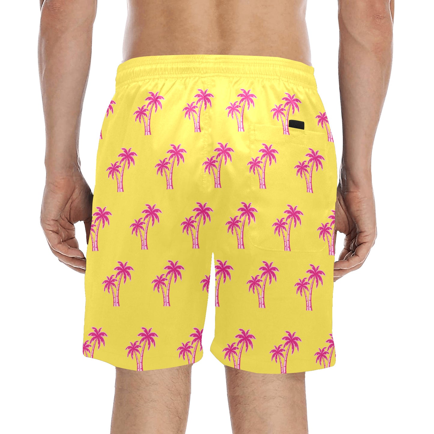Neon Cotton Candy Pink Palm Tree Beach Shorts for Men