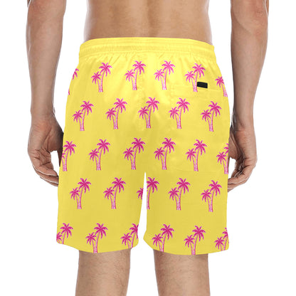 Neon Cotton Candy Pink Palm Tree Beach Shorts for Men