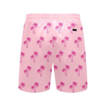 Neon Cotton Candy Pink Palm Tree Beach Shorts for Men