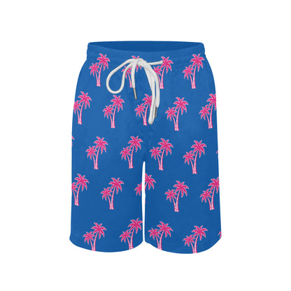 Neon Cotton Candy Pink Palm Tree Beach Shorts for Boys