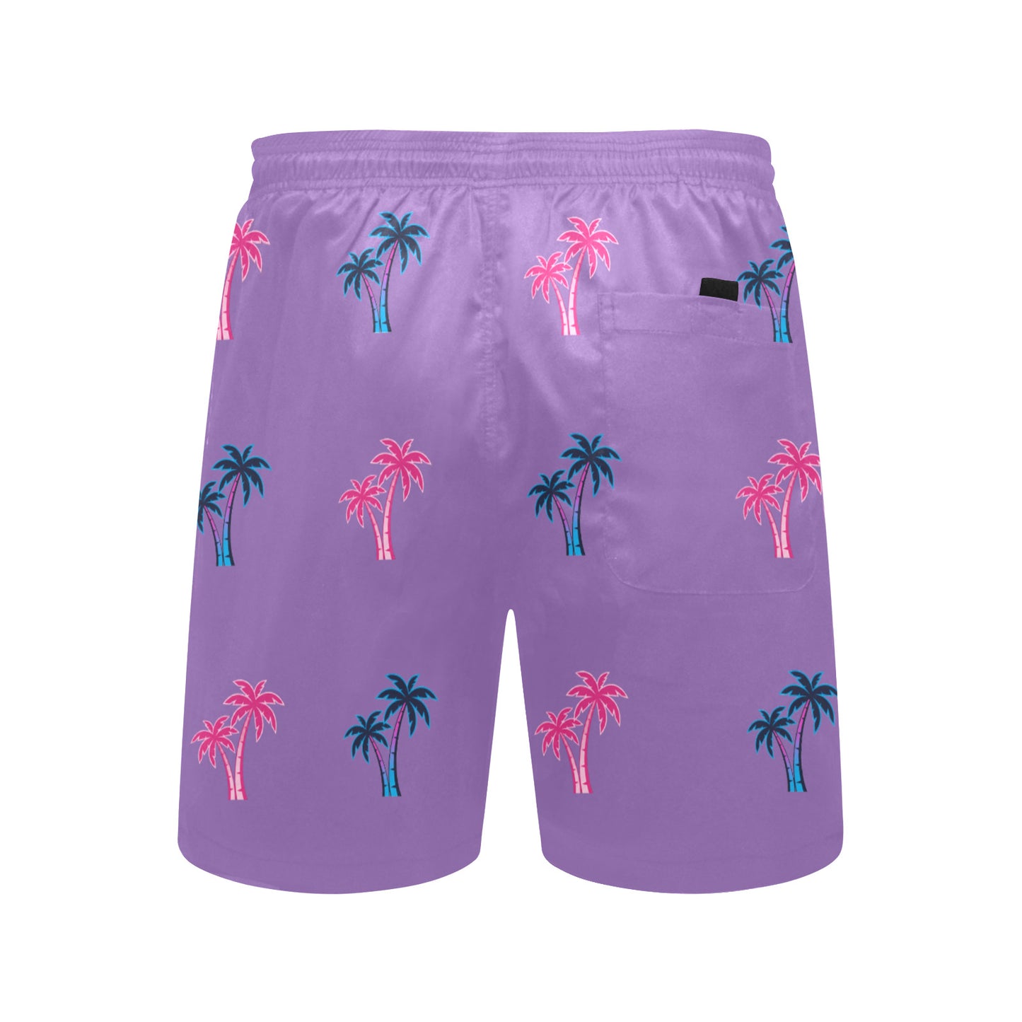 Neon Cotton Candy Pink and Blue Palm Trees Beach Shorts for Men