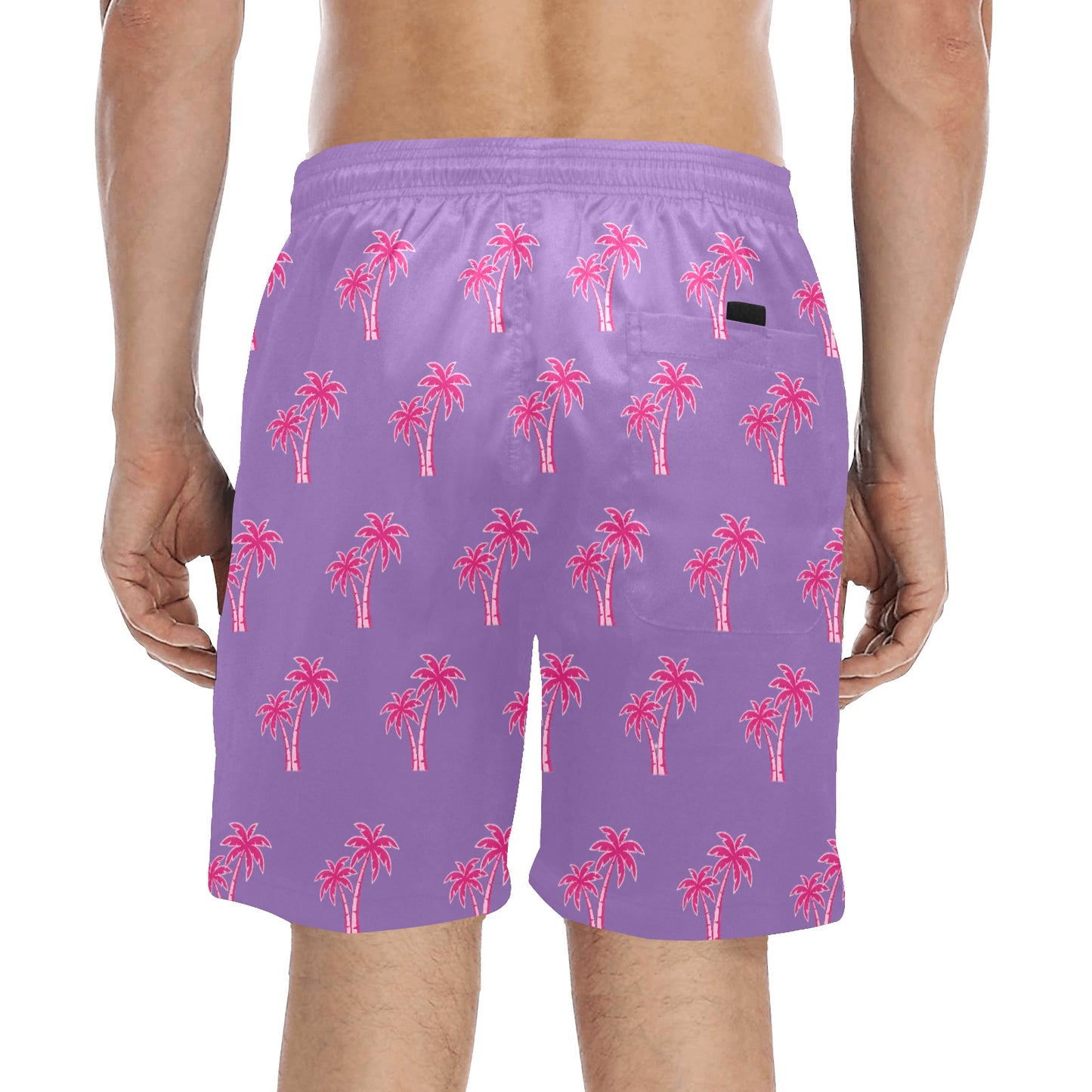 Neon Cotton Candy Pink Palm Tree Beach Shorts for Men
