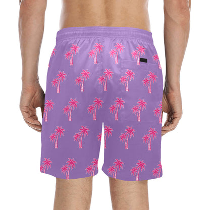 Neon Cotton Candy Pink Palm Tree Beach Shorts for Men