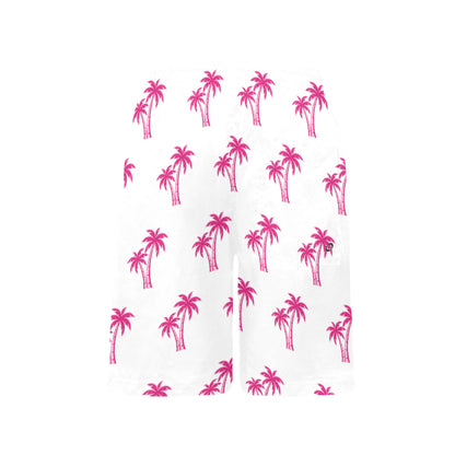 Neon Cotton Candy Pink Palm Tree Beach Shorts for Boys
