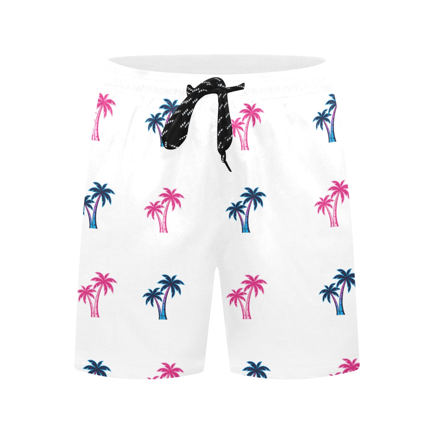 Neon Cotton Candy Pink and Blue Palm Trees Beach Shorts for Men