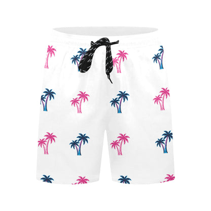 Neon Cotton Candy Pink and Blue Palm Trees Beach Shorts for Men