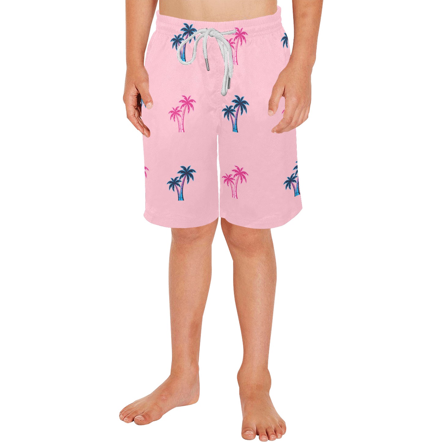 Neon Cotton Candy Pink and Blue Palm Tree Shorts for Boys