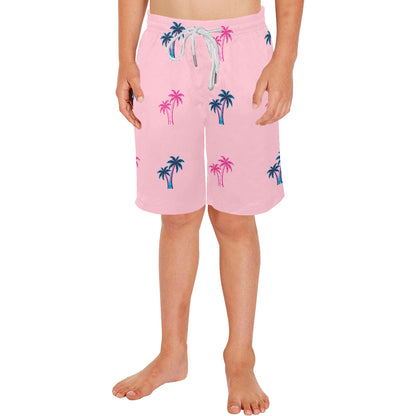 Neon Cotton Candy Pink and Blue Palm Tree Shorts for Boys