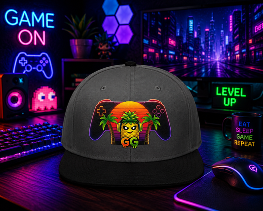 Flat Bill Hat GG Pineapple Sunset Gamer