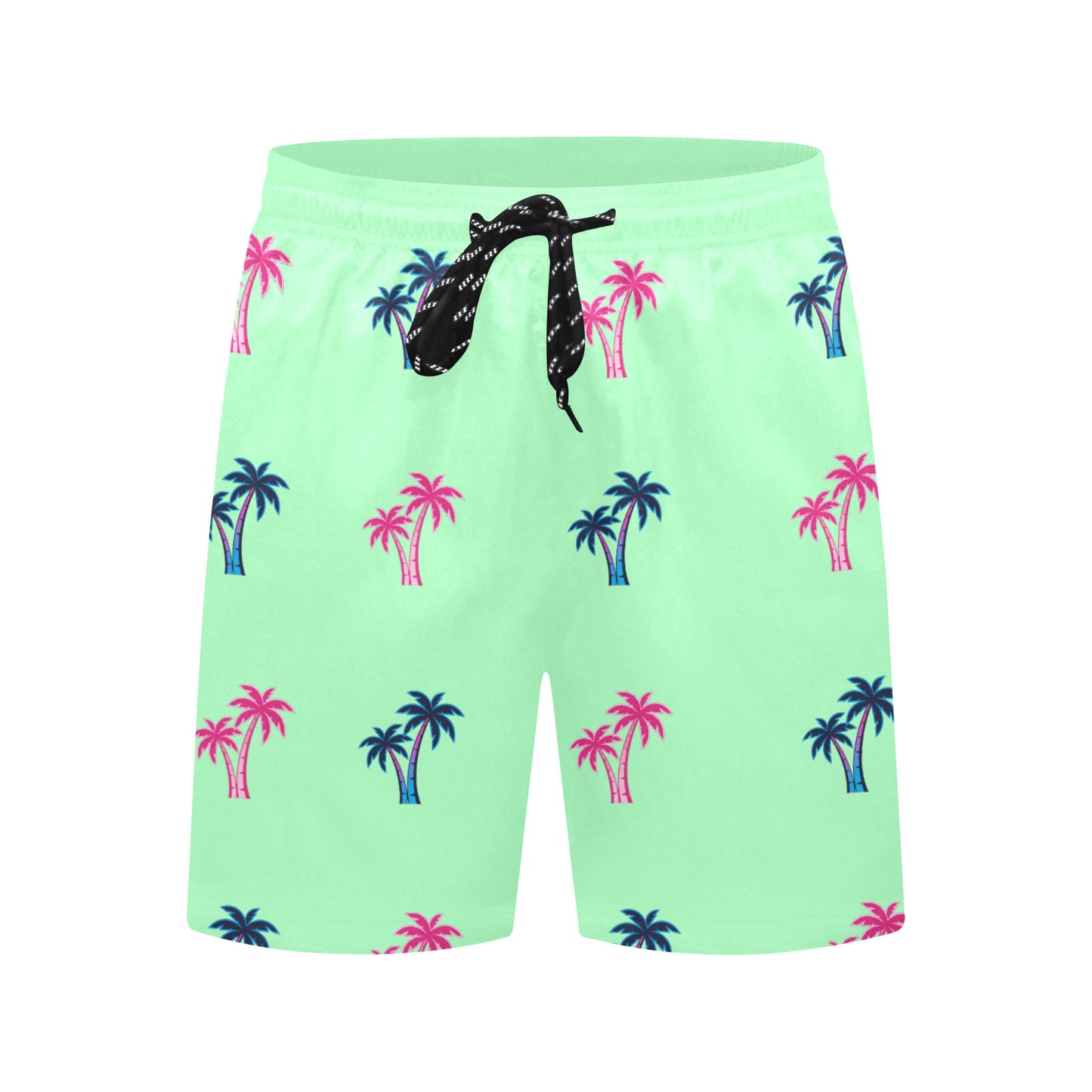 Neon Cotton Candy Pink and Blue Palm Trees Beach Shorts for Men