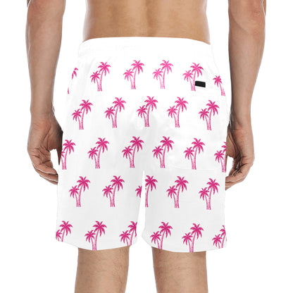 Neon Cotton Candy Pink Palm Tree Beach Shorts for Men