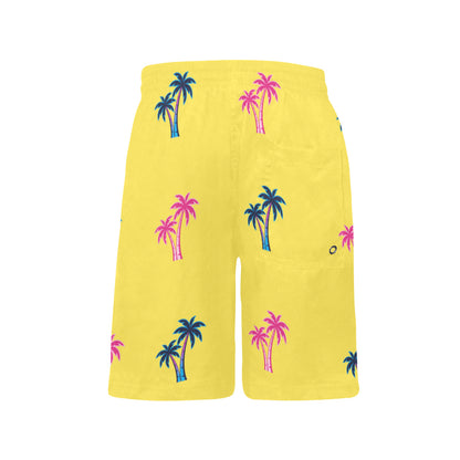Neon Cotton Candy Pink and Blue Palm Tree Shorts for Boys