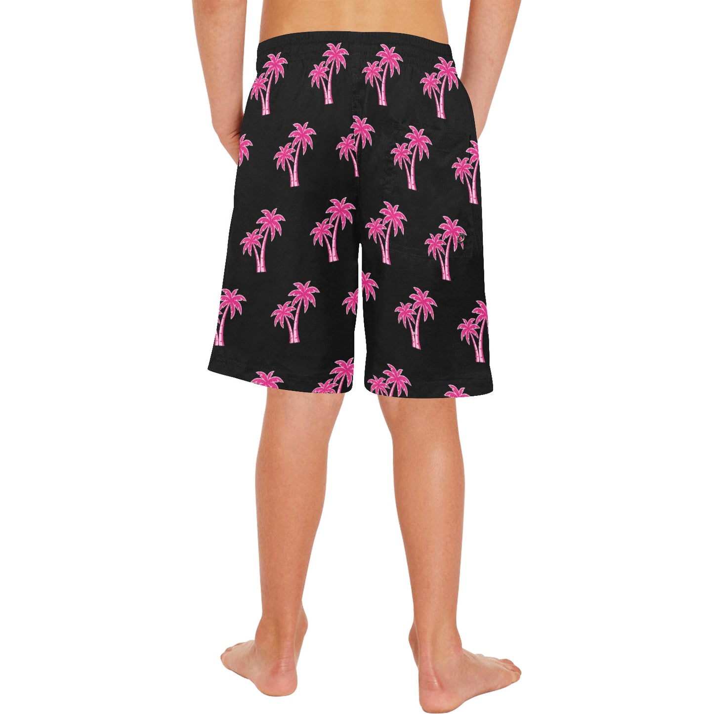 Neon Cotton Candy Pink Palm Tree Beach Shorts for Boys
