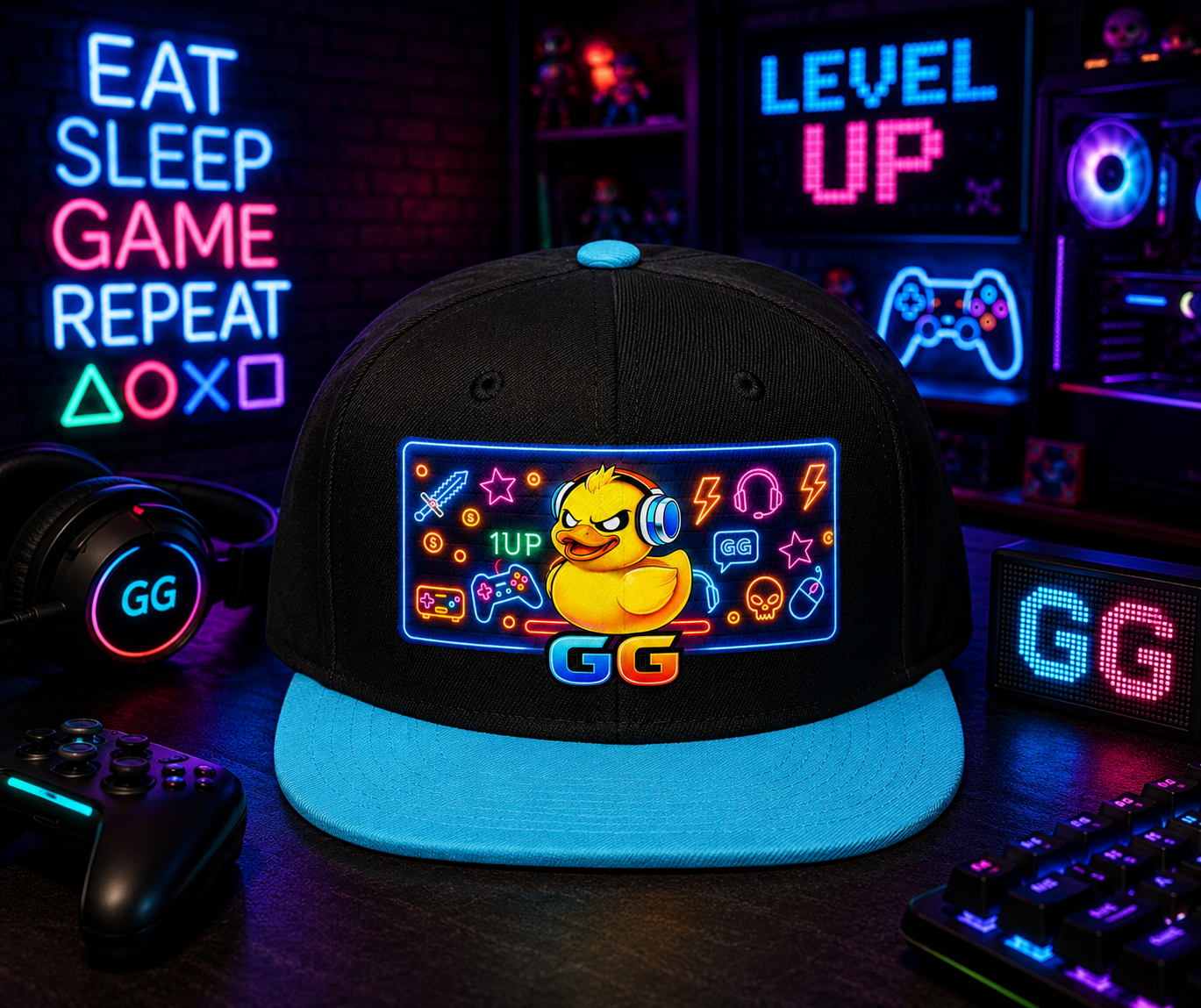 Flat Bill Hat GG Gamer Duckie