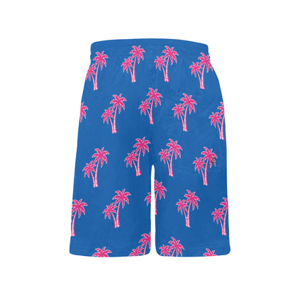Neon Cotton Candy Pink Palm Tree Beach Shorts for Boys