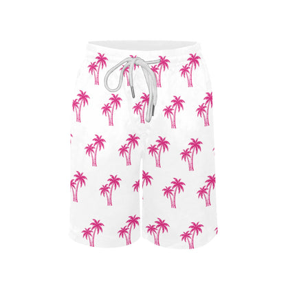 Neon Cotton Candy Pink Palm Tree Beach Shorts for Boys