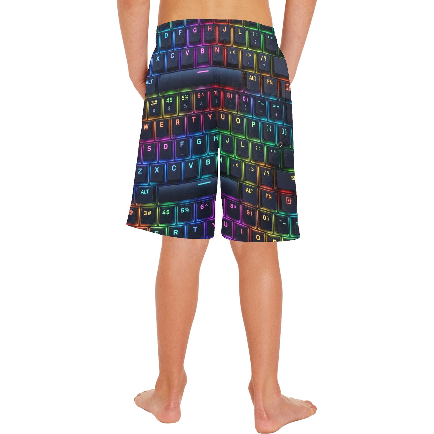 Neon RGB Keyboard PC Gamer Beach Shorts for Boys