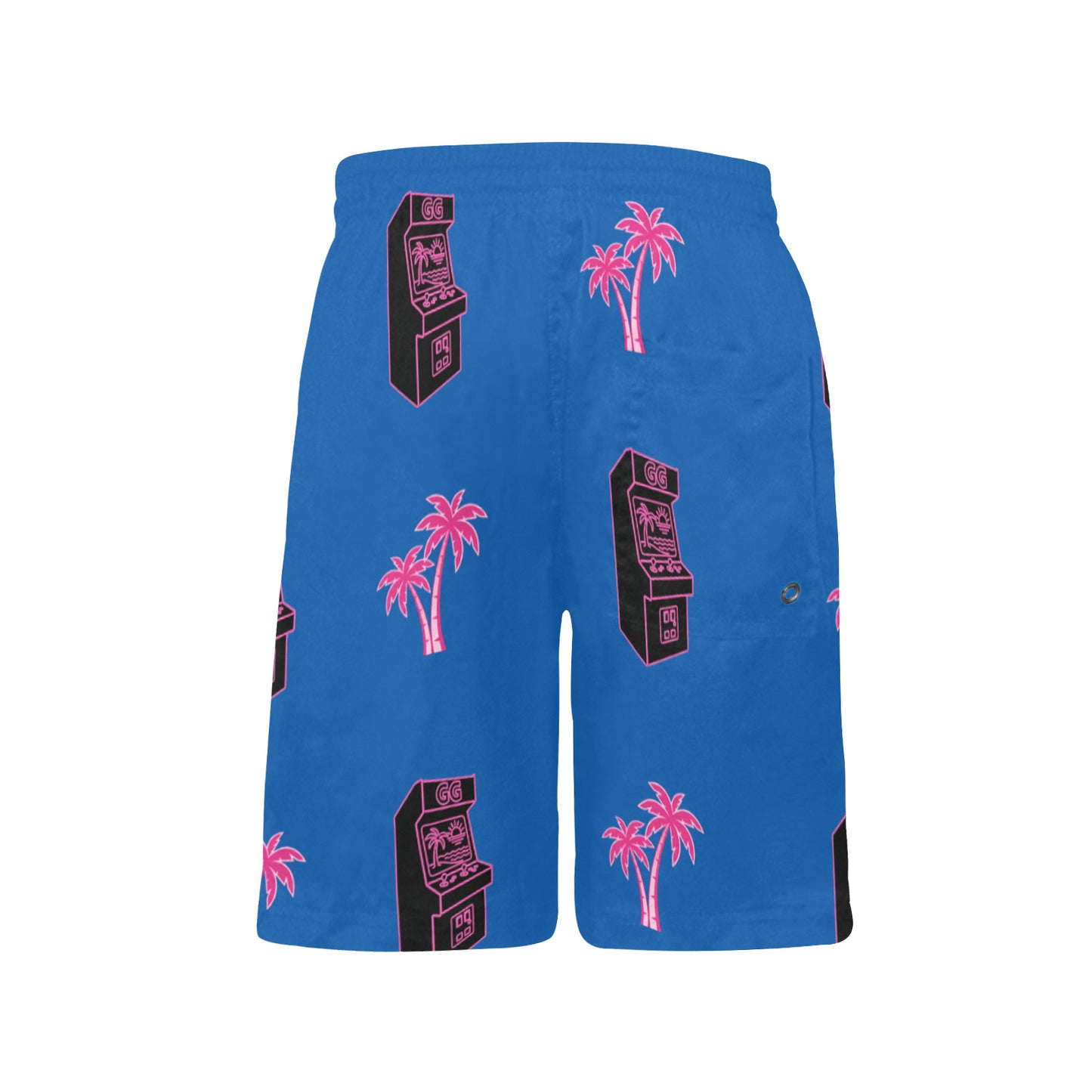 Retro Neon Palm Tree Arcade Shorts for Boys