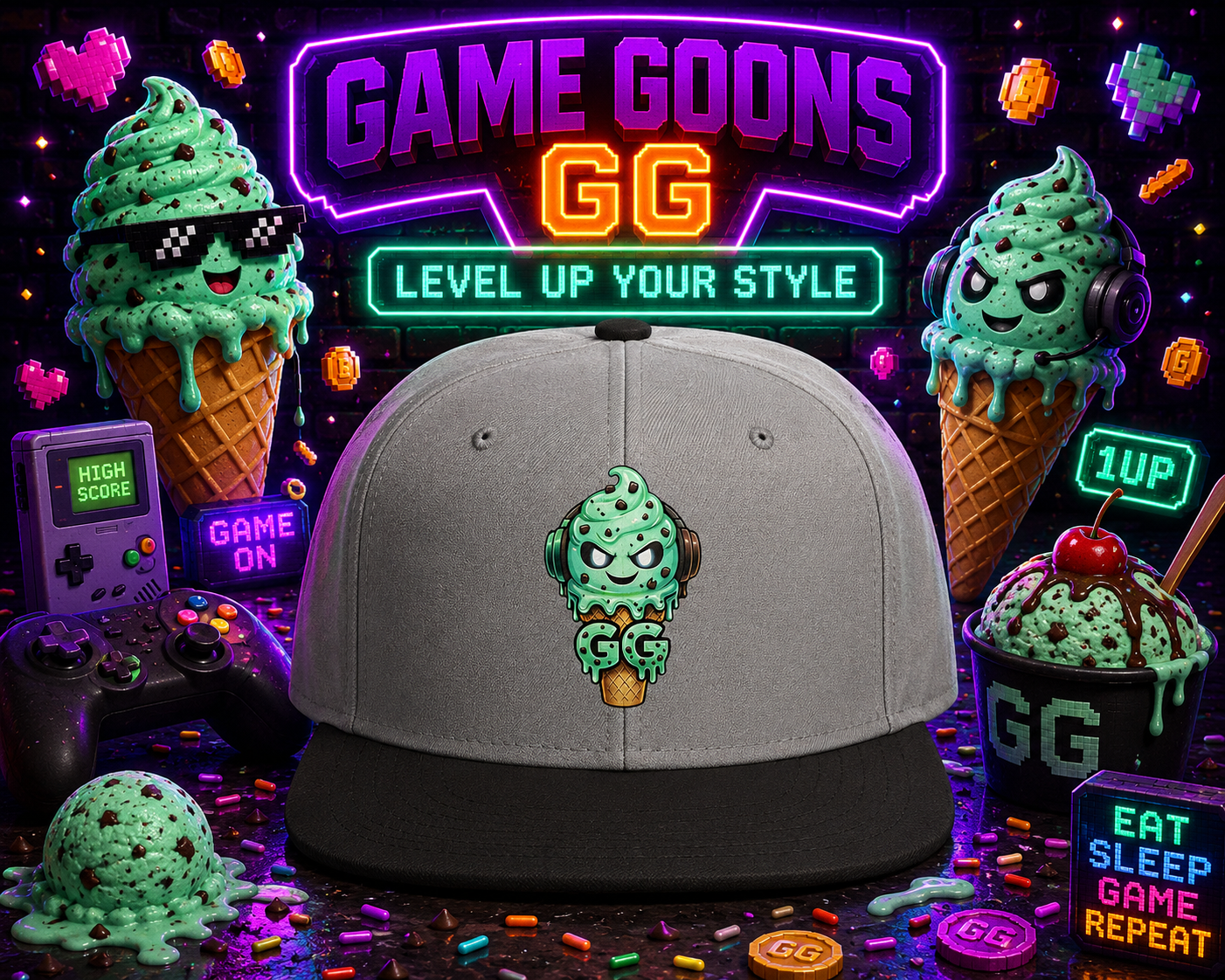 Flat Bill Hat GG Mint Chip Ice Cream Cone