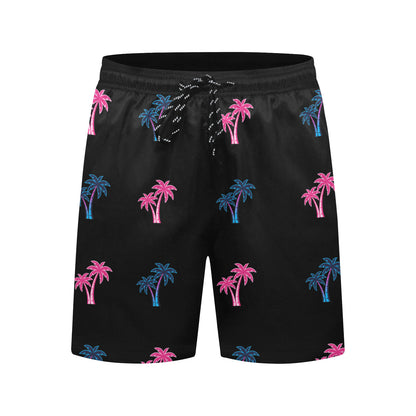 Neon Cotton Candy Pink and Blue Palm Trees Beach Shorts for Men