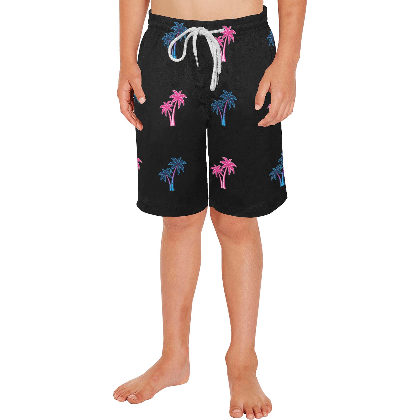 Neon Cotton Candy Pink and Blue Palm Tree Shorts for Boys