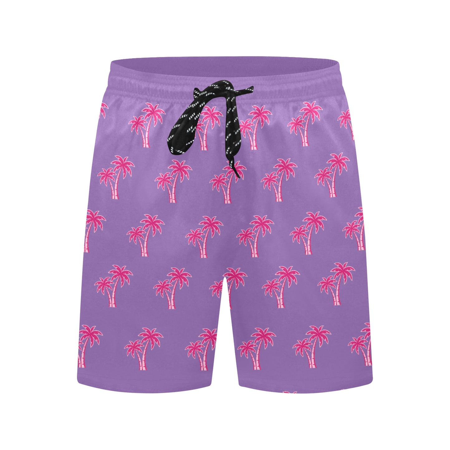 Neon Cotton Candy Pink Palm Tree Beach Shorts for Men
