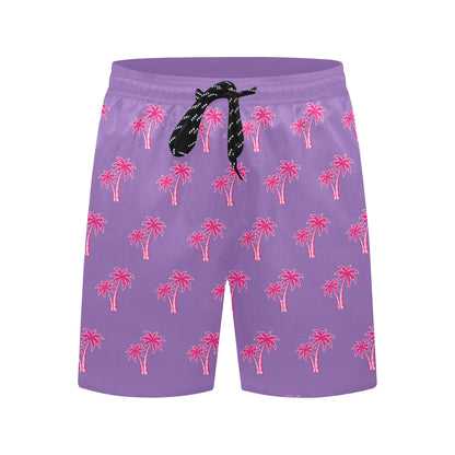 Neon Cotton Candy Pink Palm Tree Beach Shorts for Men