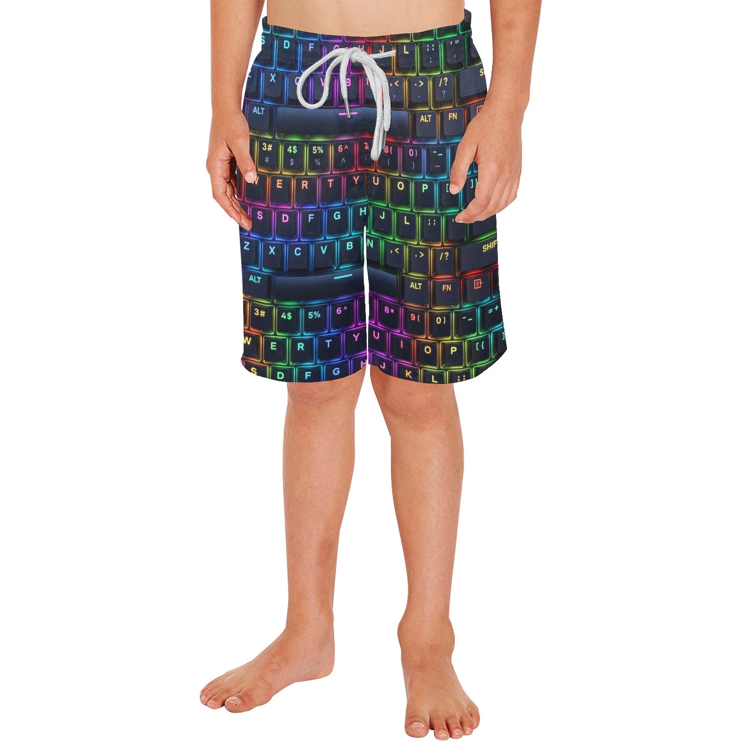 Neon RGB Keyboard PC Gamer Beach Shorts for Boys