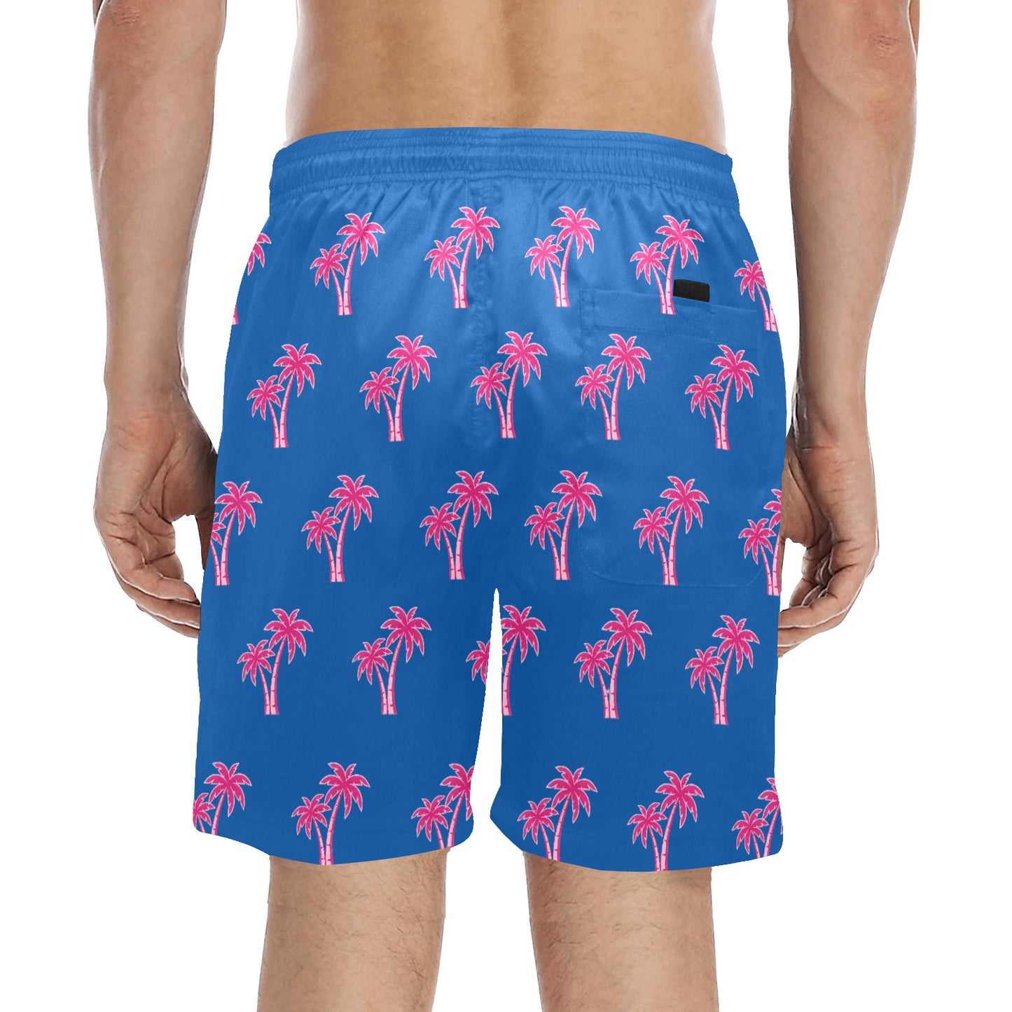 Neon Cotton Candy Pink Palm Tree Beach Shorts for Men