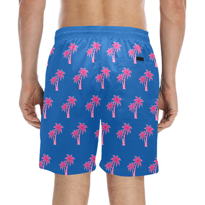 Neon Cotton Candy Pink Palm Tree Beach Shorts for Men
