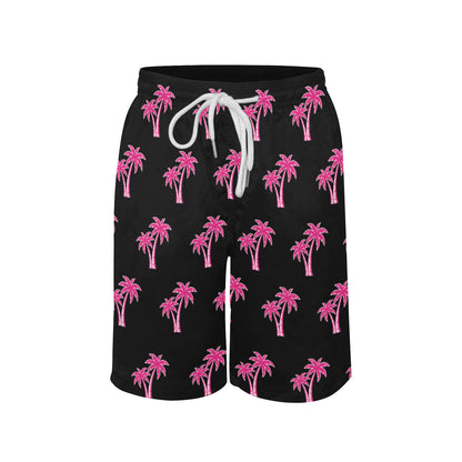 Neon Cotton Candy Pink Palm Tree Beach Shorts for Boys