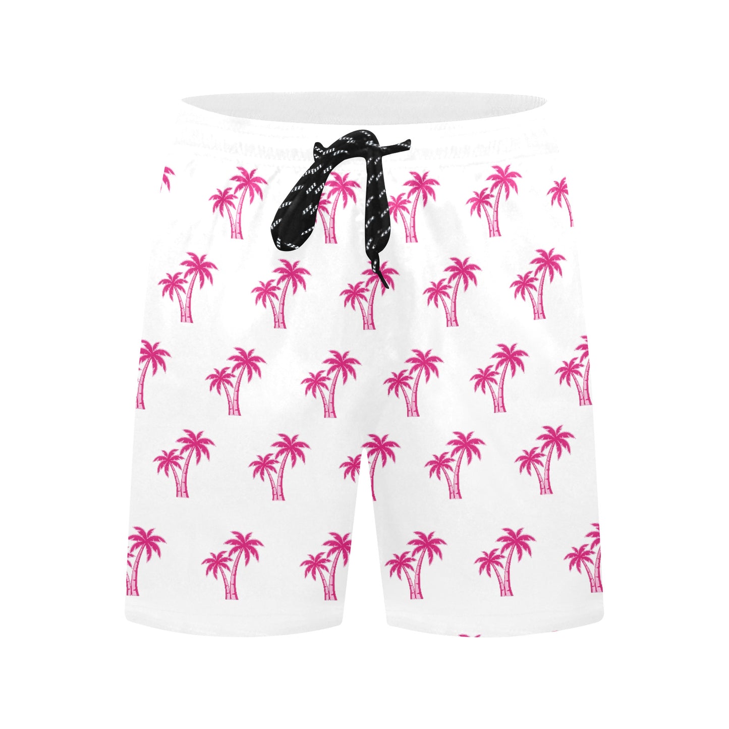 Neon Cotton Candy Pink Palm Tree Beach Shorts for Men