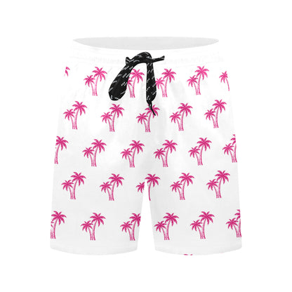 Neon Cotton Candy Pink Palm Tree Beach Shorts for Men