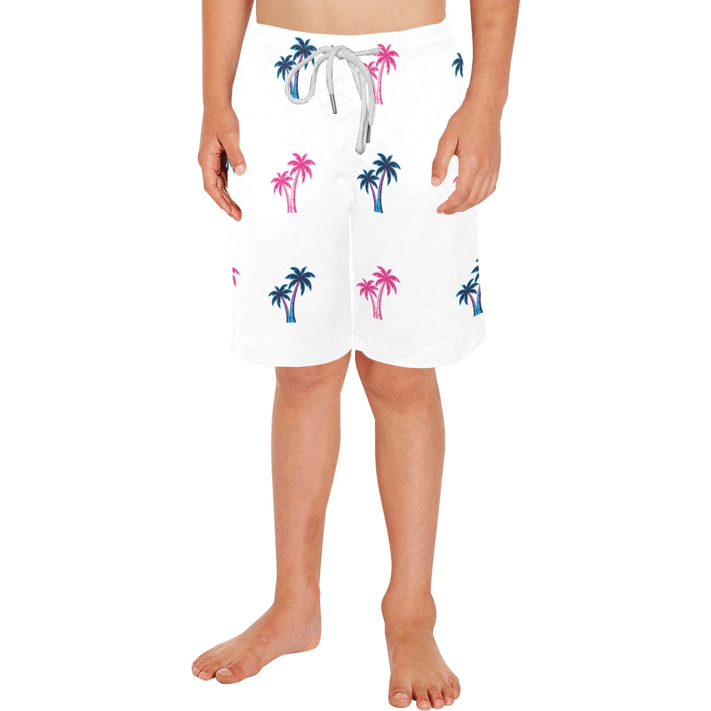 Neon Cotton Candy Pink and Blue Palm Tree Shorts for Boys
