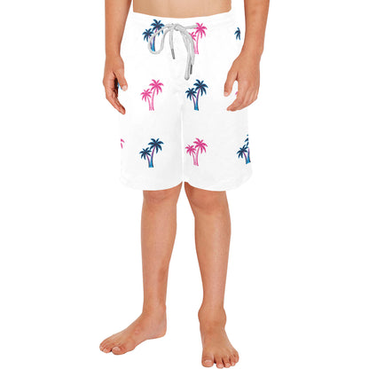 Neon Cotton Candy Pink and Blue Palm Tree Shorts for Boys