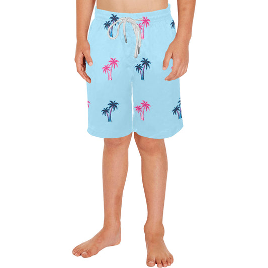 Neon Cotton Candy Pink and Blue Palm Tree Shorts for Boys