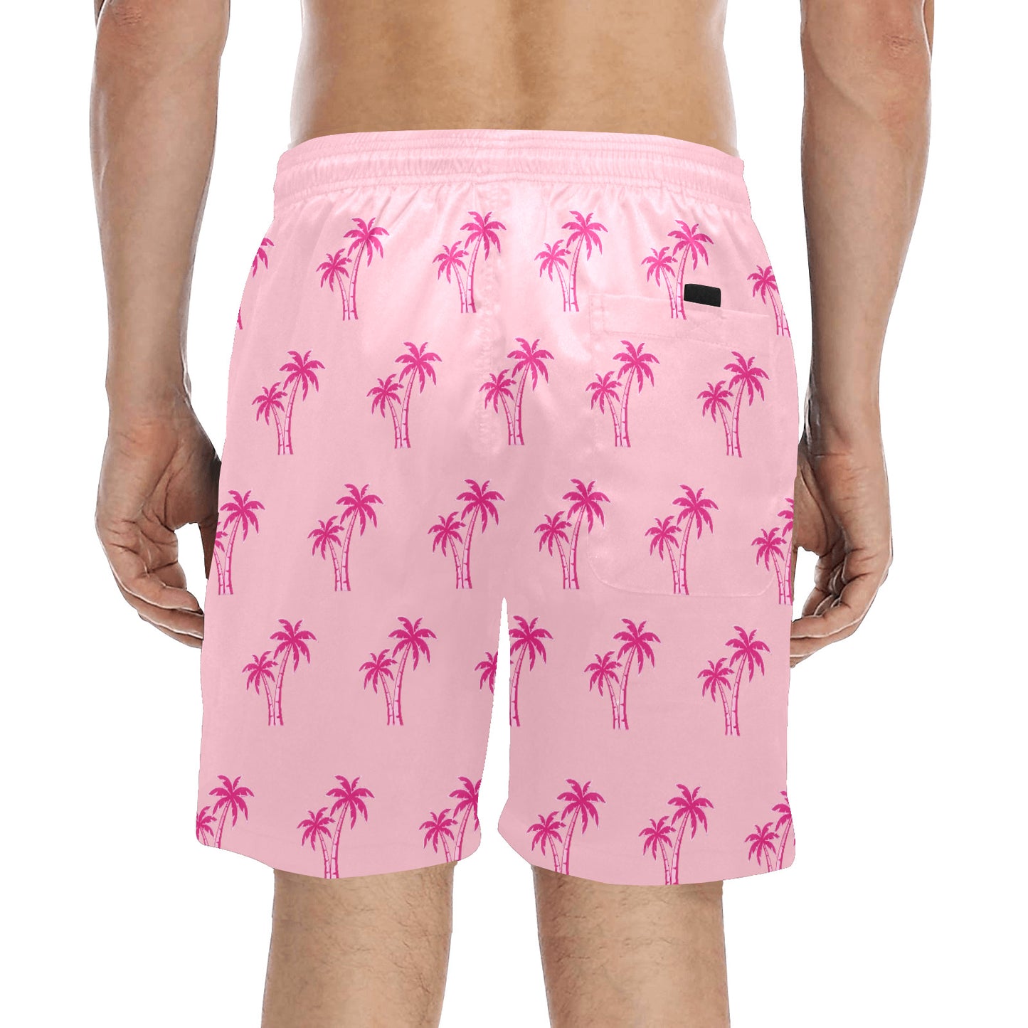 Neon Cotton Candy Pink Palm Tree Beach Shorts for Men
