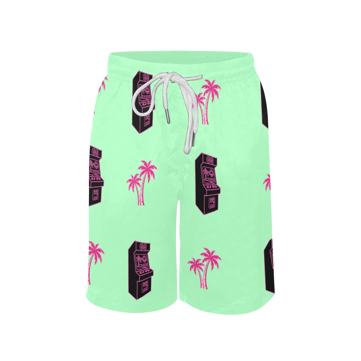 Retro Neon Palm Tree Arcade Shorts for Boys