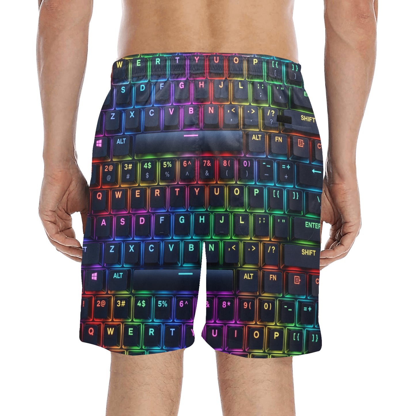 Neon RGB Keyboard PC Gamer Beach Shorts for Men