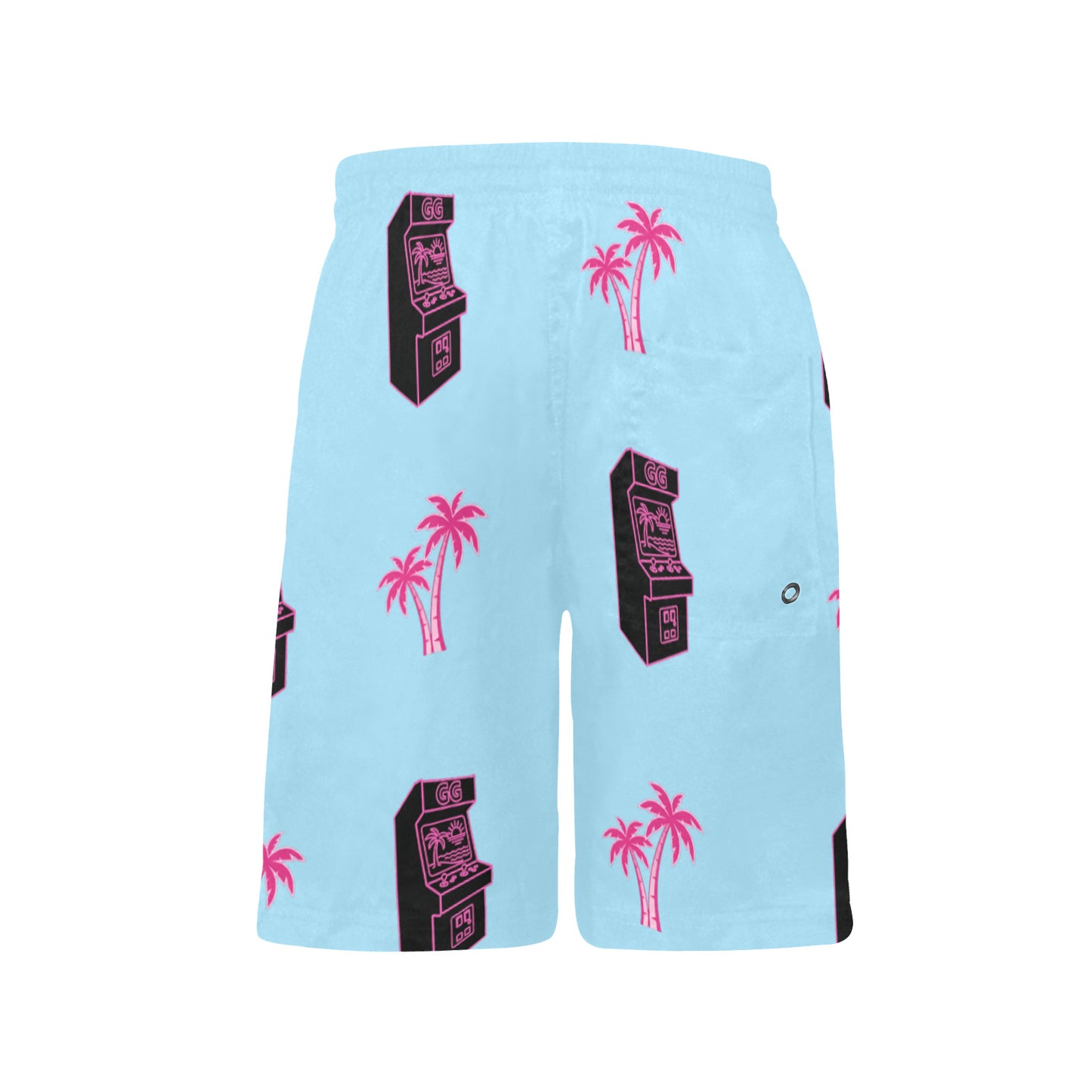 Retro Neon Palm Tree Arcade Shorts for Boys