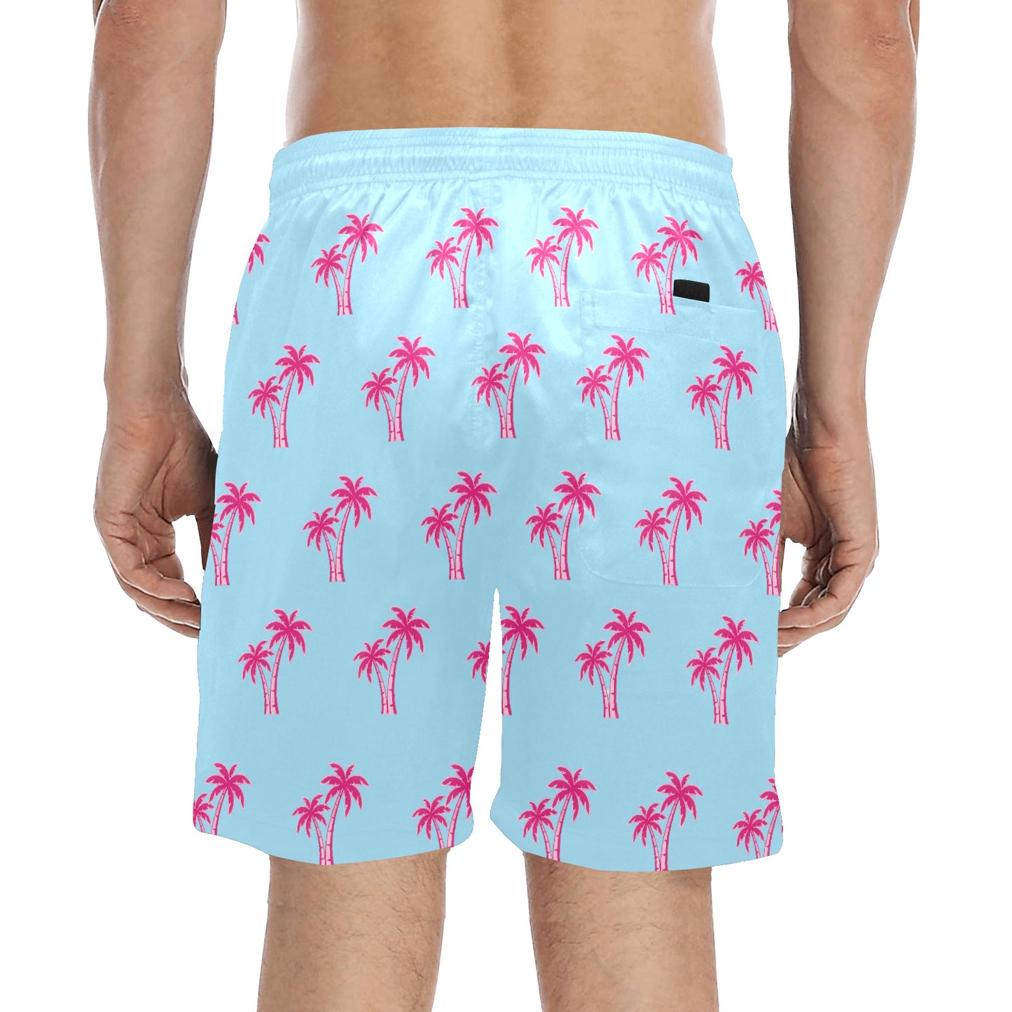 Neon Cotton Candy Pink Palm Tree Beach Shorts for Men