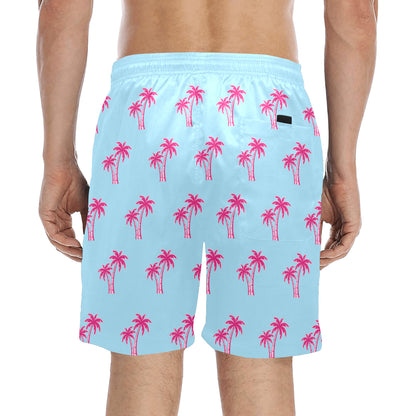 Neon Cotton Candy Pink Palm Tree Beach Shorts for Men