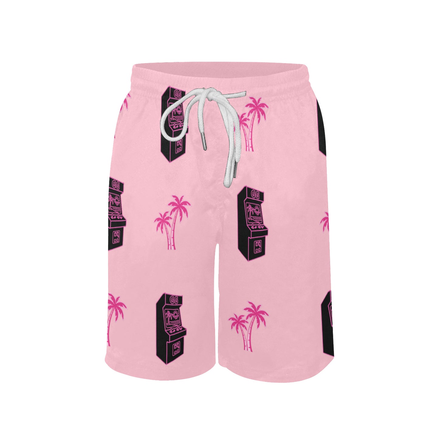 Retro Neon Palm Tree Arcade Shorts for Boys