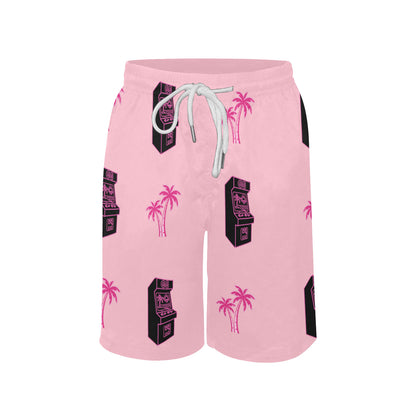 Retro Neon Palm Tree Arcade Shorts for Boys