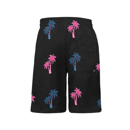 Neon Cotton Candy Pink and Blue Palm Tree Shorts for Boys