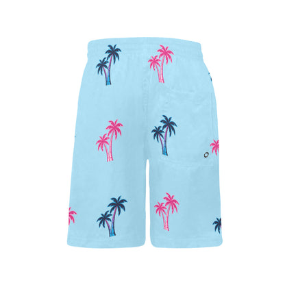 Neon Cotton Candy Pink and Blue Palm Tree Shorts for Boys